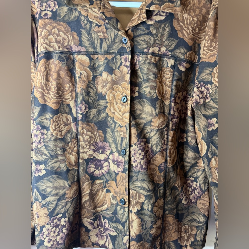 Briggs New York Brown Floral Button-Front Jean Jacket - Picture 5 of 5